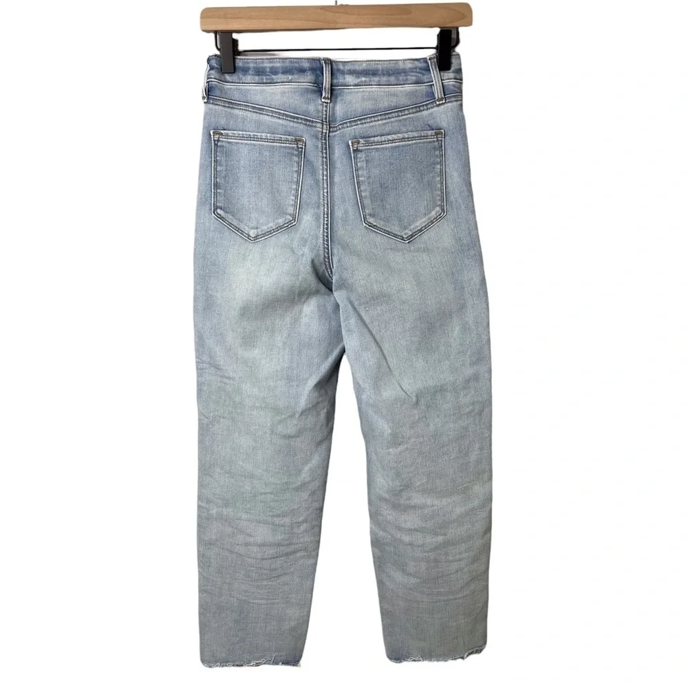 Athleta Sculptek Straight Leg Ankle Jeans Size 0 Light Wash Raw Hem Style 53540 - Picture 7 of 12